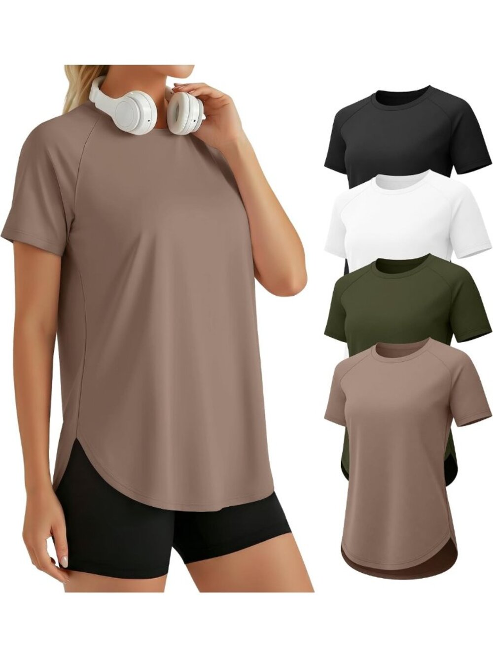 4 Pack Stylish Women's Workout Tops - Breathable, Moisture-Wicking Activewear